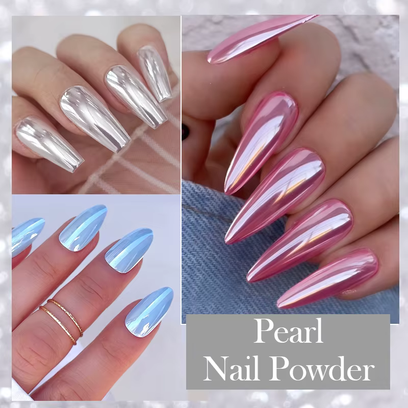NICOLE DIARY – poudre à ongles miroir au clair de lune, aurore, effet métallique, paillettes argenté