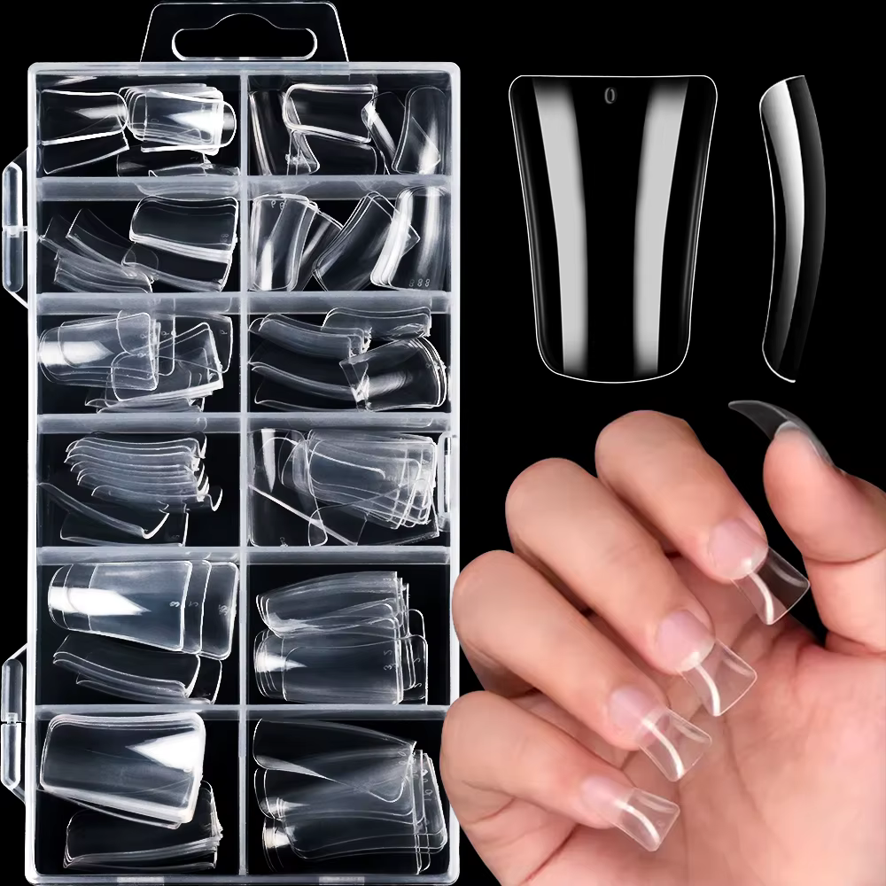 Faux ongles en bec de canard transparent, couverture complète, 12 tailles, Extension d'ongles à pres