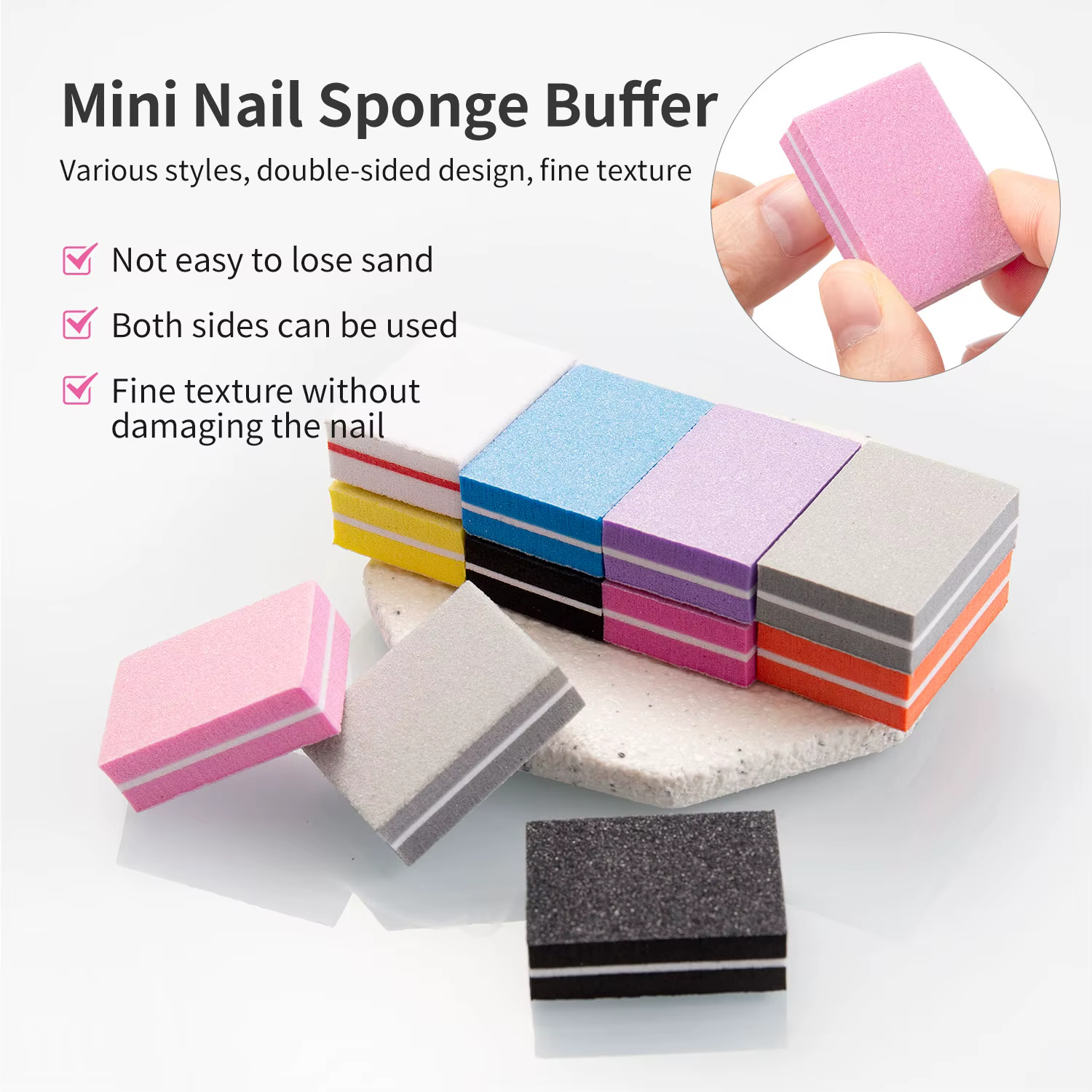 50pcs Lot de Mini limes à ongles double face blocs éponge colorée tampon à ongles bloc polissage des