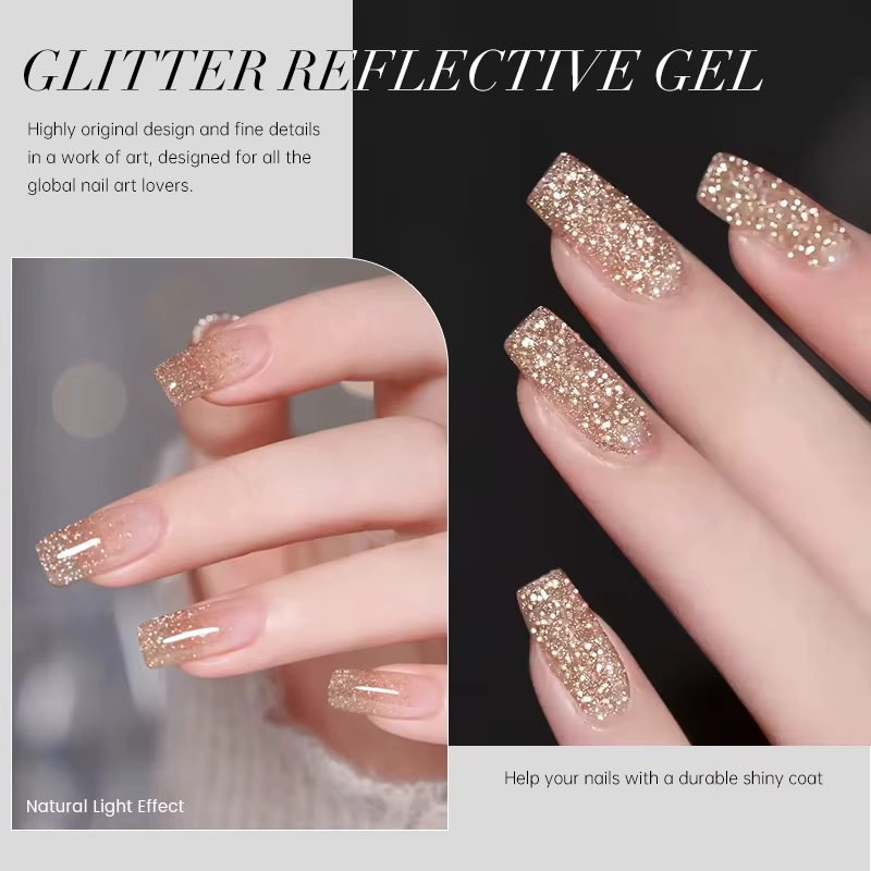 UR SUGAR 15ml Champagne or argent réfléchissant paillettes Gel vernis à ongles vernis Semi Permanent