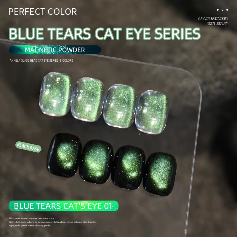 PARPECT COLOR Série œil de chat larmes bleues, 3 couleurs 1 pièce/3g Couleur bleue unique et poudre