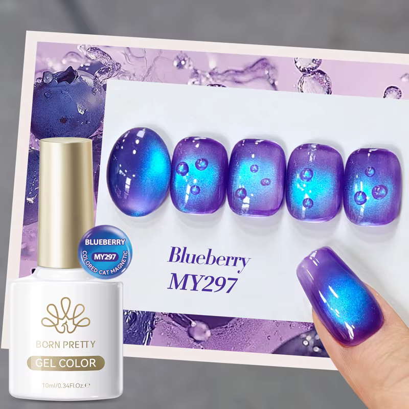 BORN PRETTY 10ml myrtille chat Gel magnétique vernis à ongles série fruits d'été vert bleu violet Ge