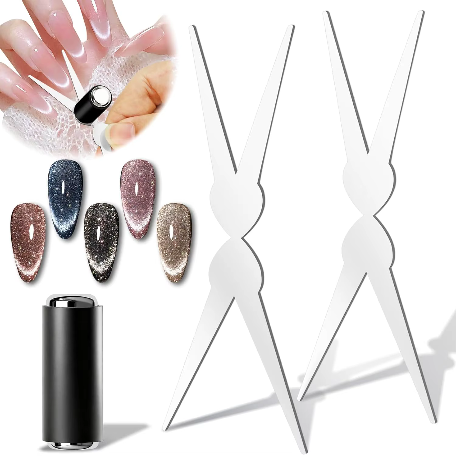 Ensemble d'aimants pour Nail Art français à Double tête, tige magnétique œil de chat fort, effet fra