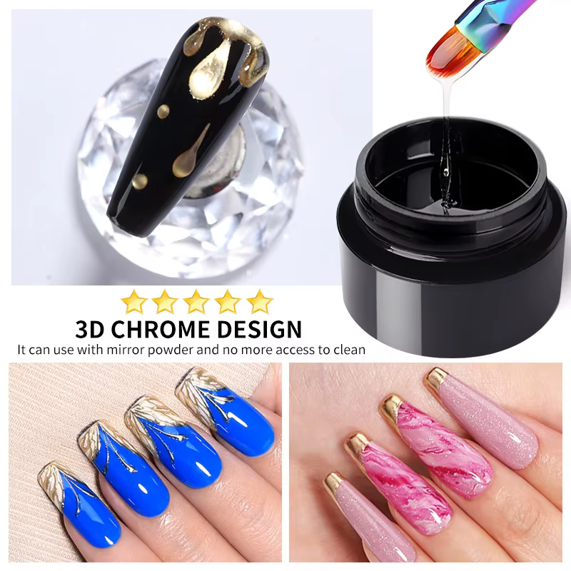 BORN PRETTY 5 EN 1 Gel Polish Transparent Effet Vague d'Eau 3D pour Modelage, Sculpture et Gravure,