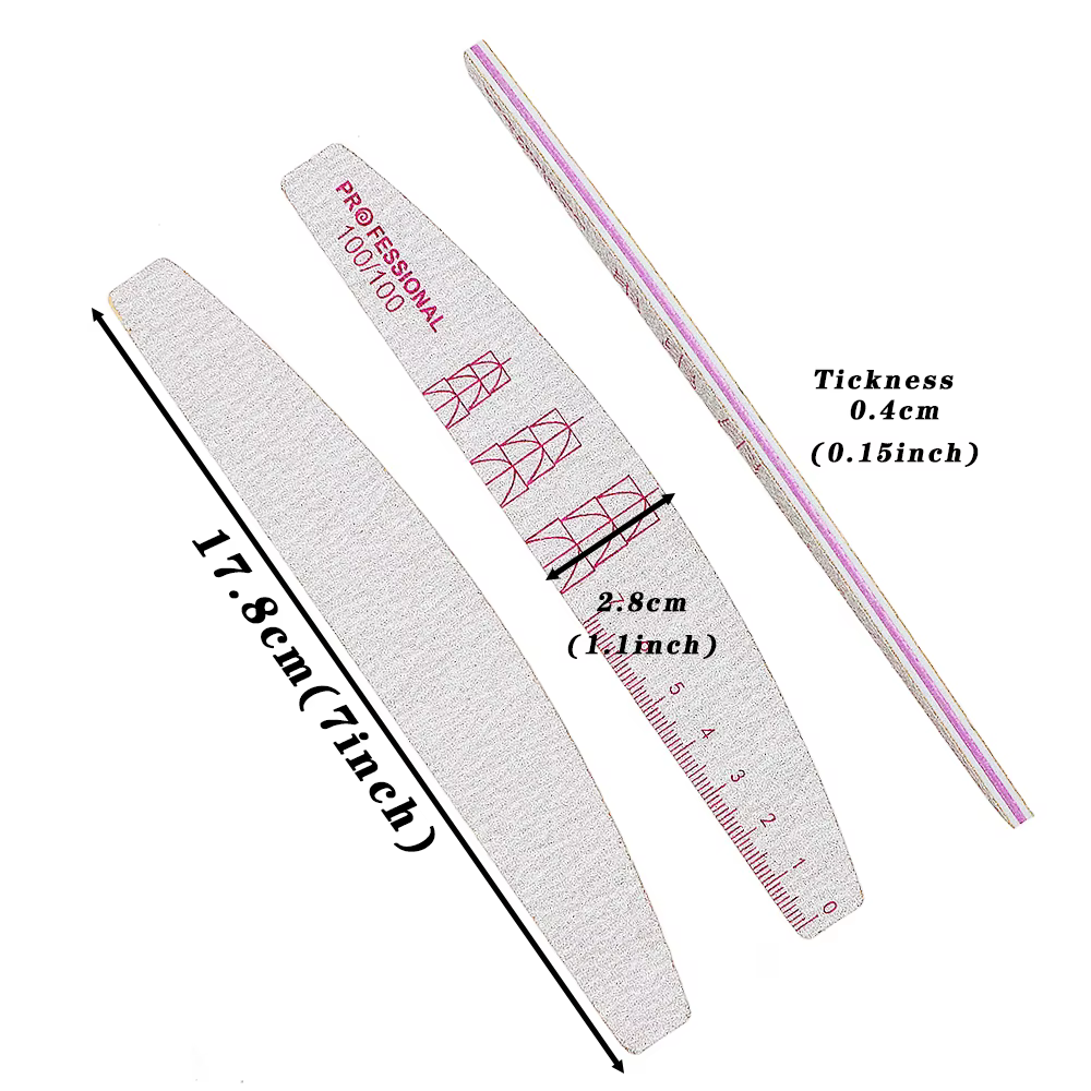 Lot de 5/10 limes à ongles double face avec échelle, en papier de verre gris, fournitures pour styli