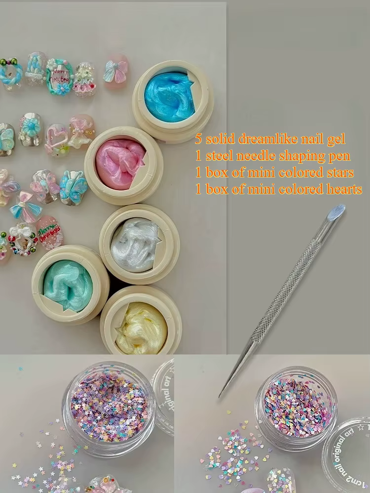 Gel de modelage 3D Aurora Pearl Mermaid 5 couleurs 5ml, non collant, pour extension d'ongles, sculpt