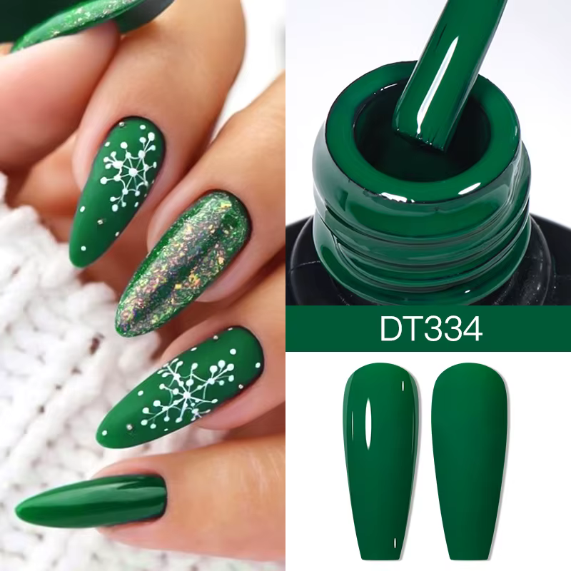 Vernis à ongles Gel vert 7ML, vernis Semi-Permanent à paillettes rouges, à tremper, UV LED, pour Nai