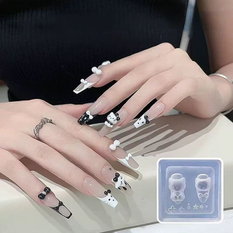Moules 3D en Silicone pour Nail Art, dessin animé mignon Sanrio Hello Kitty Kuromi, modèle pour la f