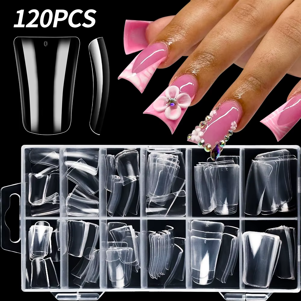 120 pièces Transparent large canard Fasle ongles conseils longueur moyenne canard pieds presse sur o