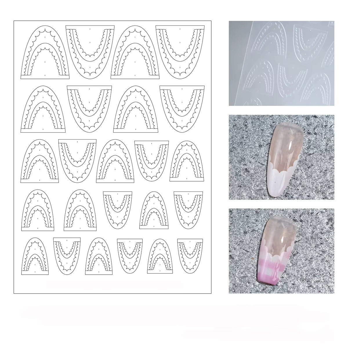 Autocollants pour ongles français en dentelle creuse, 1 pièce, mode Simple, curseur auto-adhésif, dé