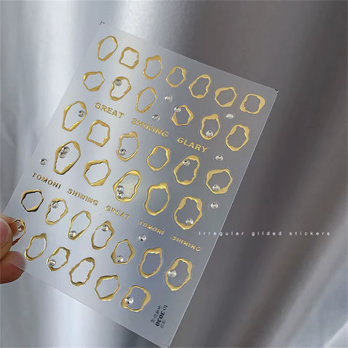 1 pièces 5D strass or argent motif irrégulier autocollant pour ongles conception Simple adhésif curs