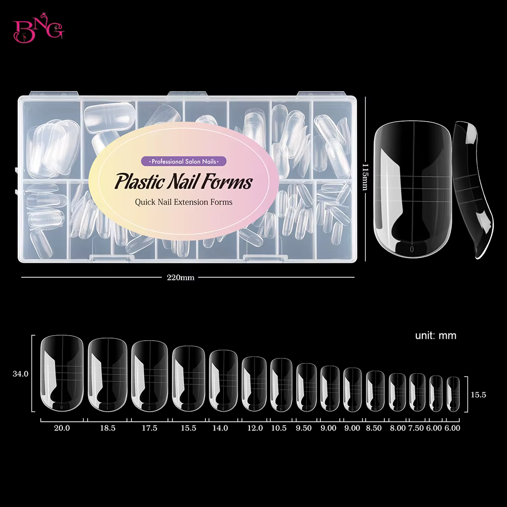 BNG Large taille double formes ongles carré cercueil amande Extension d'ongle moule faux ongles cons