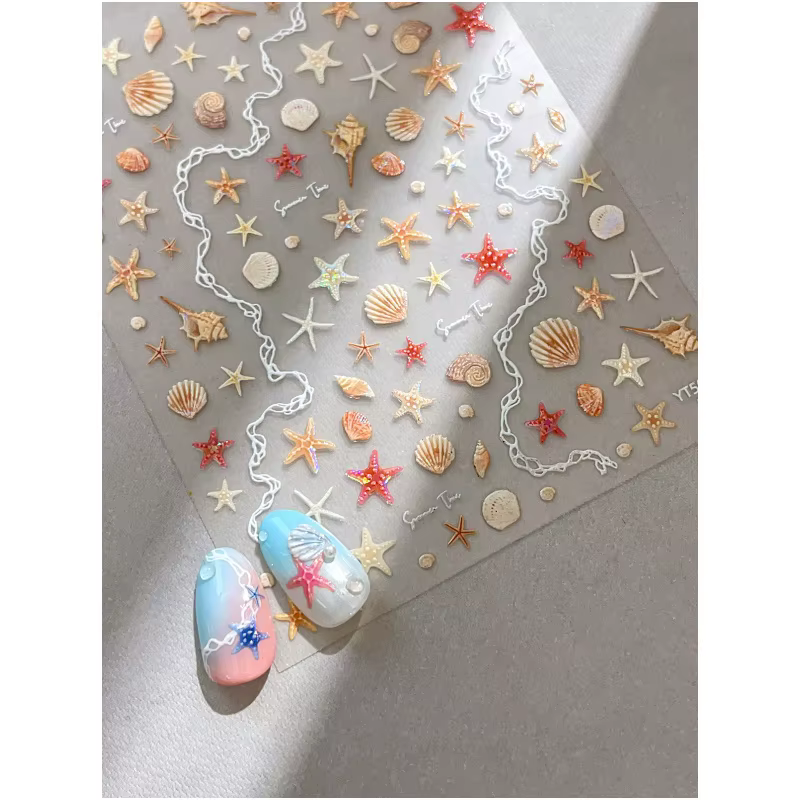 Autocollants pour ongles en forme d'étoile de mer, autocollants décoratifs en forme d'étoile de mer