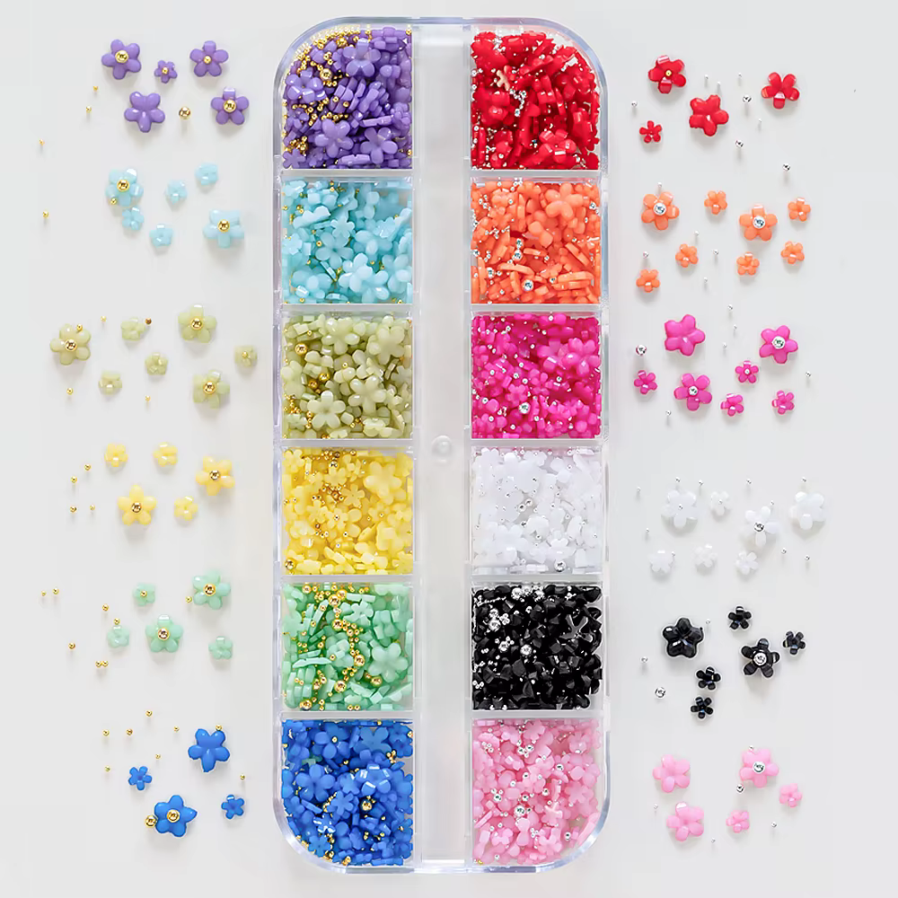 Breloques en forme de fleur à cinq pétales, perles en acier, taille mixte, biscuits boule or/argent,