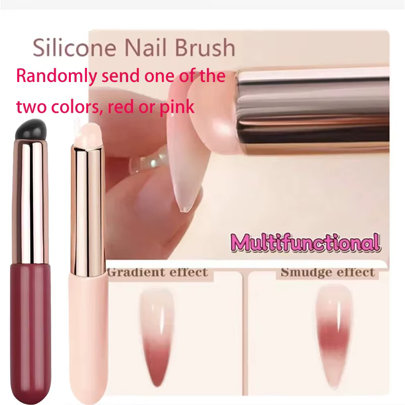 Pinceau en silicone pour nail art, réutilisable, pour l'application de poudre miroir et de pigments,
