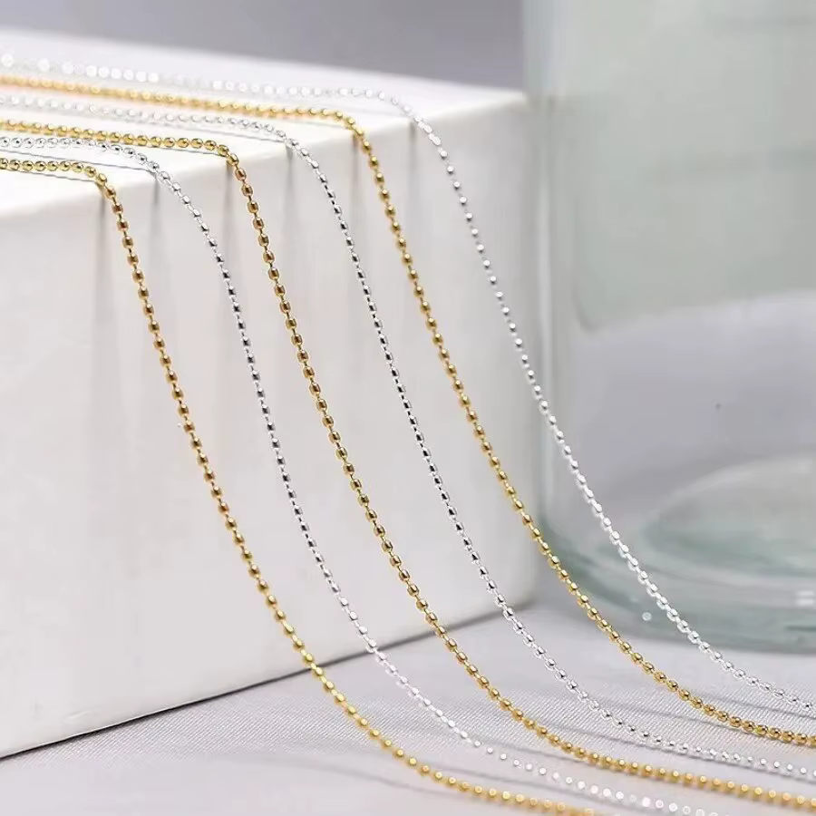 Chaîne de perles pour ongles en or et argent, 1 m/paquet, 0.8mm, breloque en pierre Ellipse, décorat