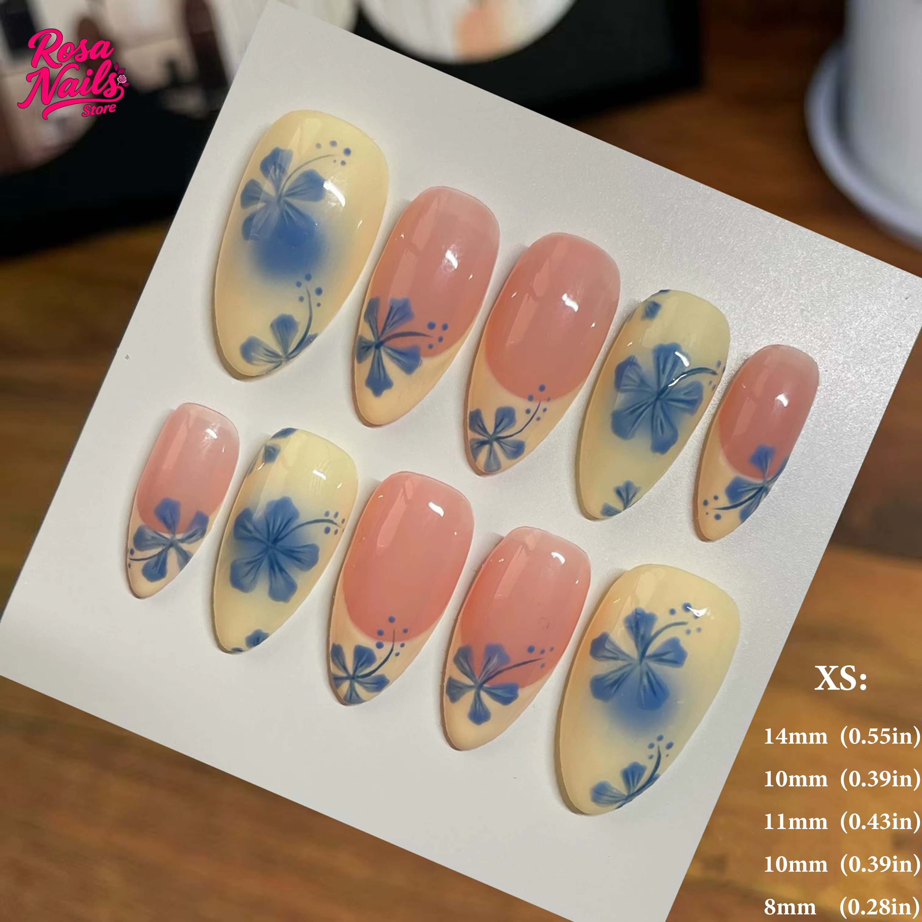 10 pièces presse à la main sur les ongles sculptés à la main 3D Nail Art presse Ons amande faux ongl