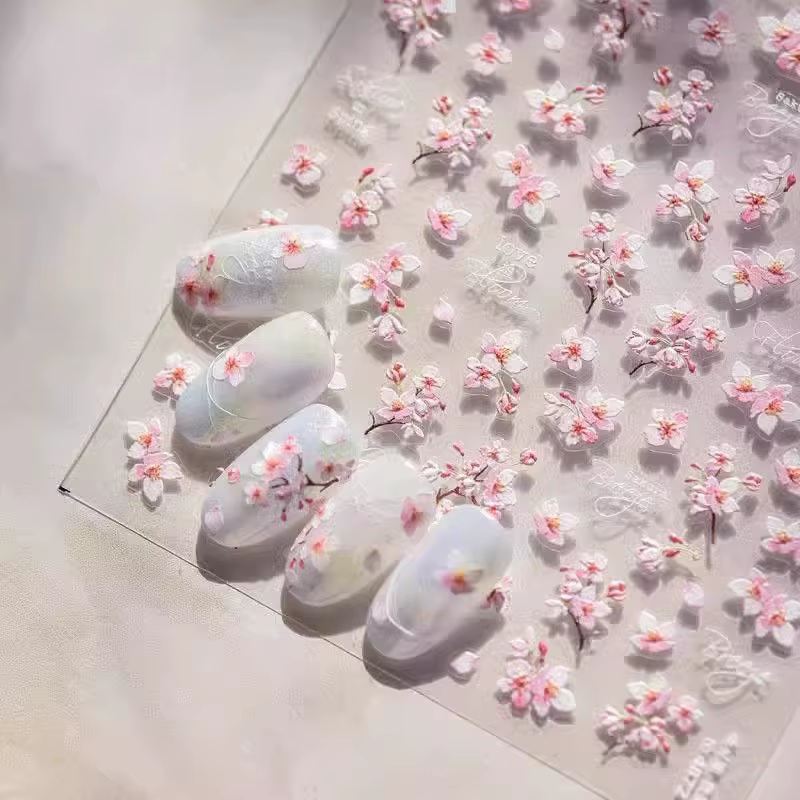 Autocollants adhésifs pour nail art DIY, collection été 2025, motifs floraux, manucure japonaise, 5D