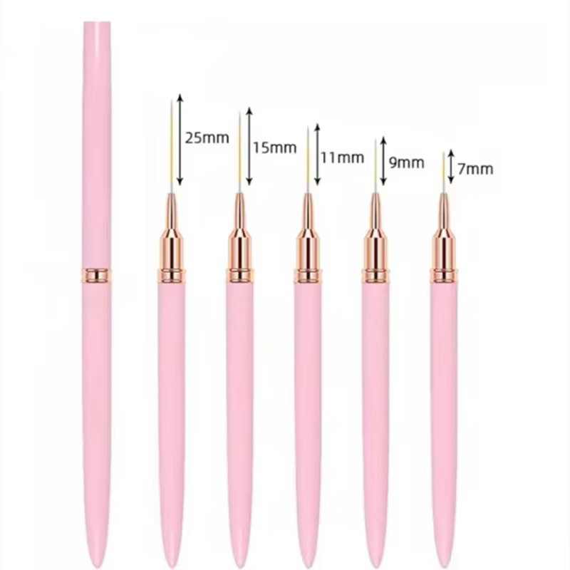 Ensemble de pinceaux pour Nail Art, 5 pièces, Kits de pinceaux pour ongles en Gel UV, ligne à rayure