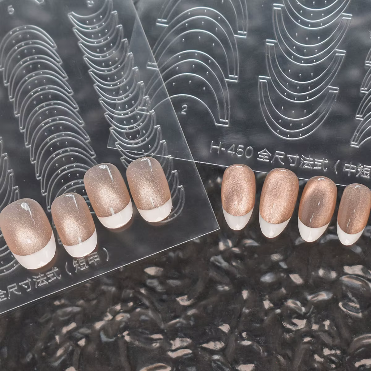 Autocollants pour ongles français tendance, taille réelle, transparents, outils auxiliaires, autocol