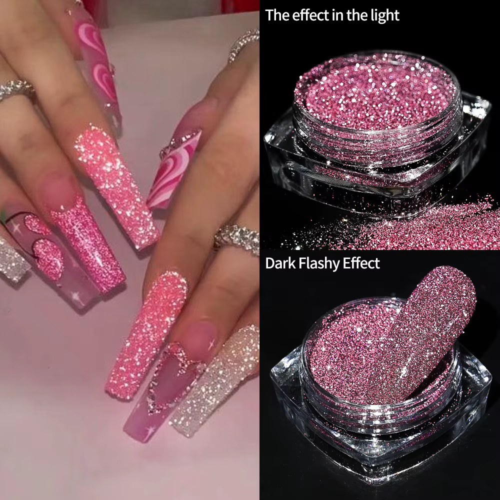Poudre de paillettes pour ongles brillantes argentées réfléchissantes Net2-3g holographique argent é
