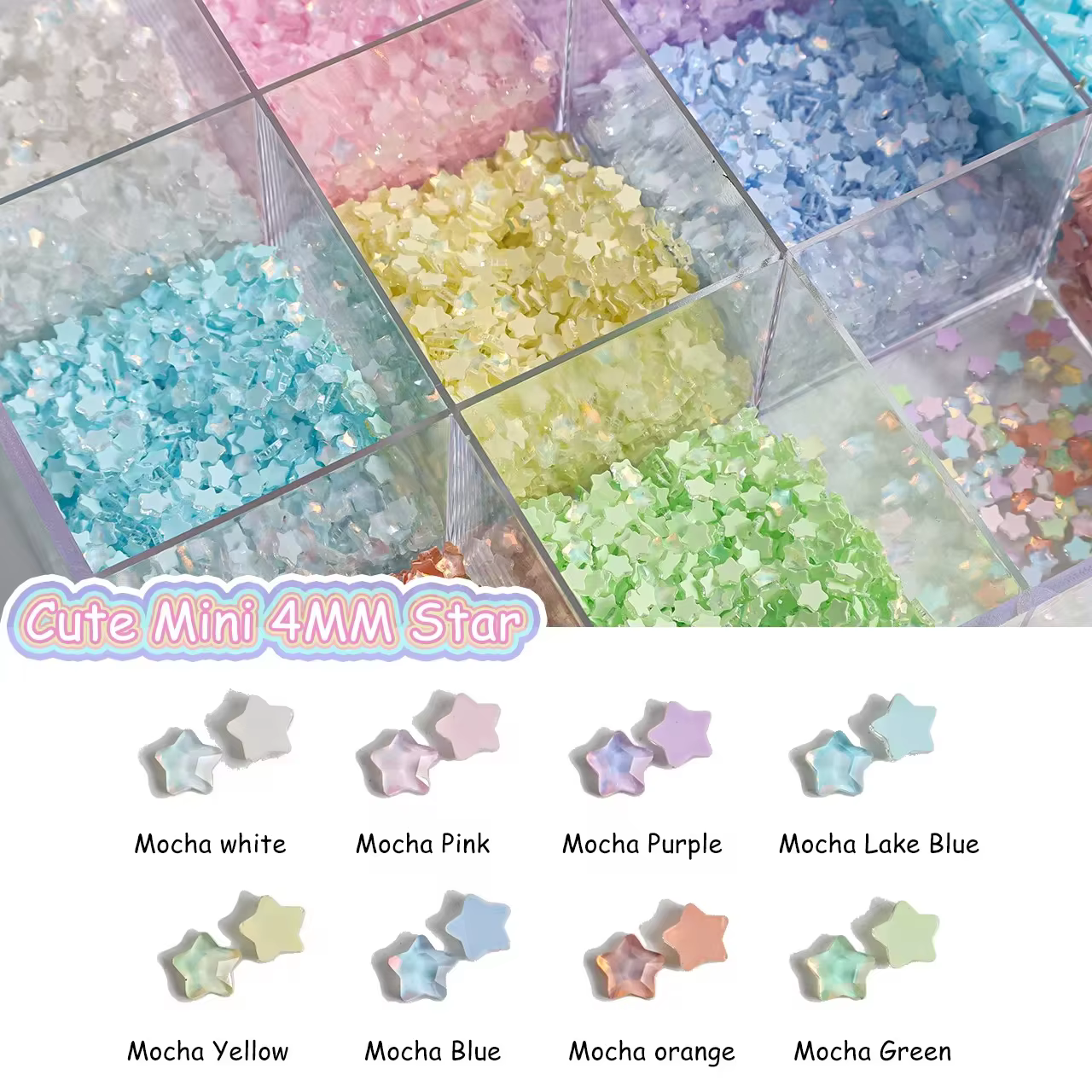 100 pièces mignon Mini moka couleur étoile 4MM dos plat verre cristal Nail Art strass bricolage manu