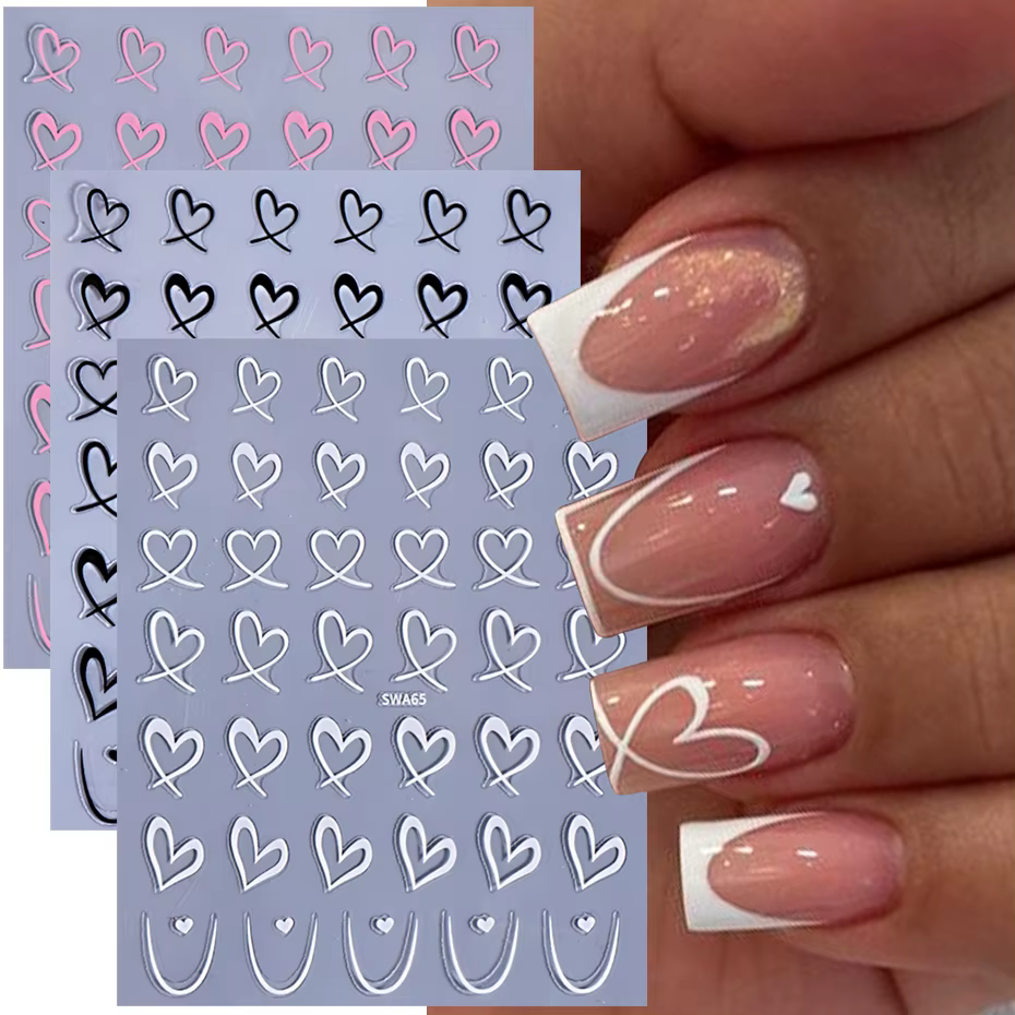Autocollants 3D du Jour de Léon pour Nail Art, Décalcomanies Adhésives pour Ongles, Lignes Noires, B