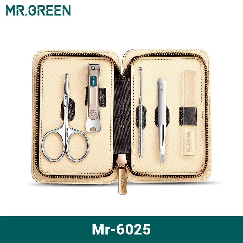 MR.GREEN – ensemble de manucure 5 en 1, Kit Simple et pratique, étui en cuir contrastant, coupe-ongl