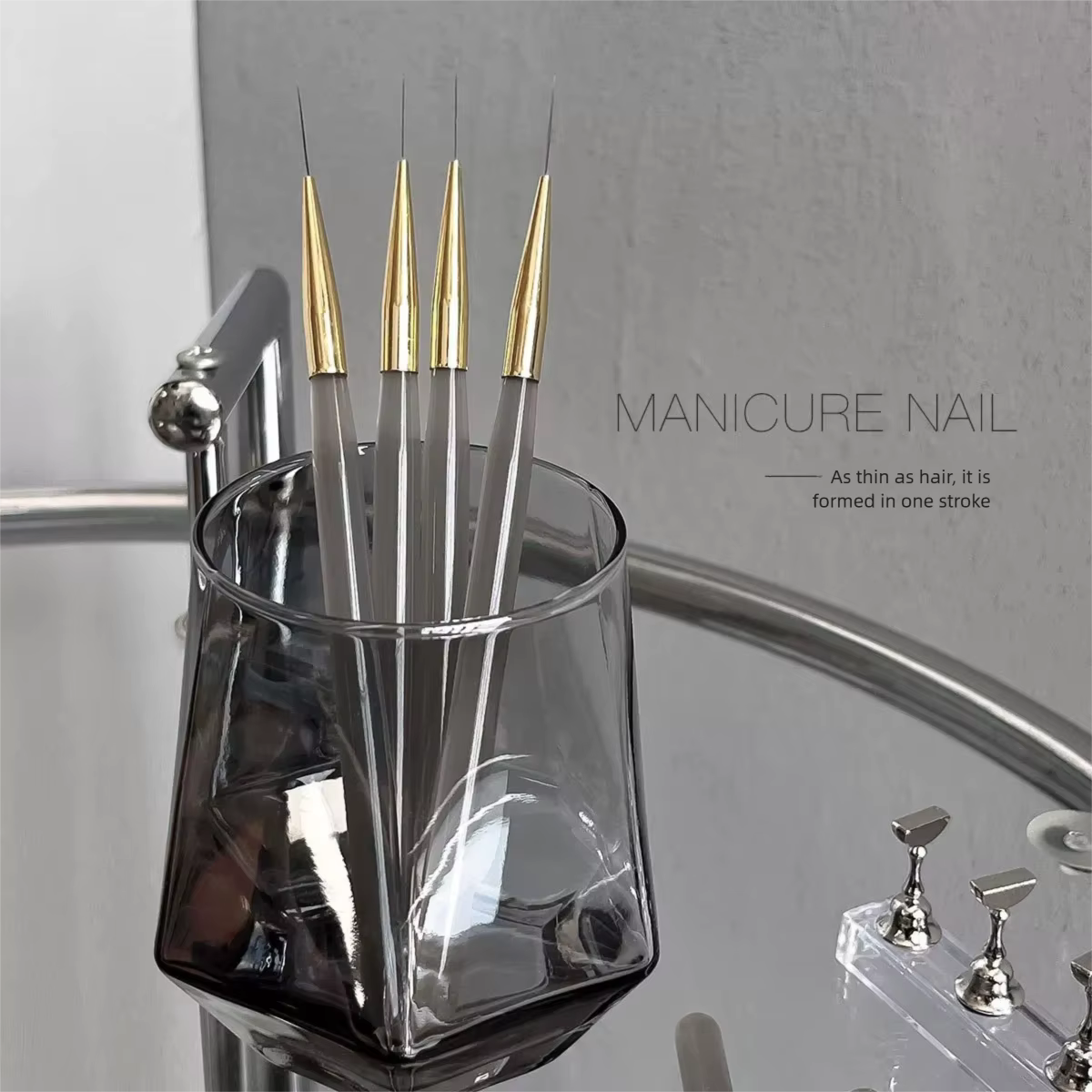 Ensemble de pinceaux professionnels pour Nail Art, 5 pièces, pinceaux à ongles à lignes fines, pince