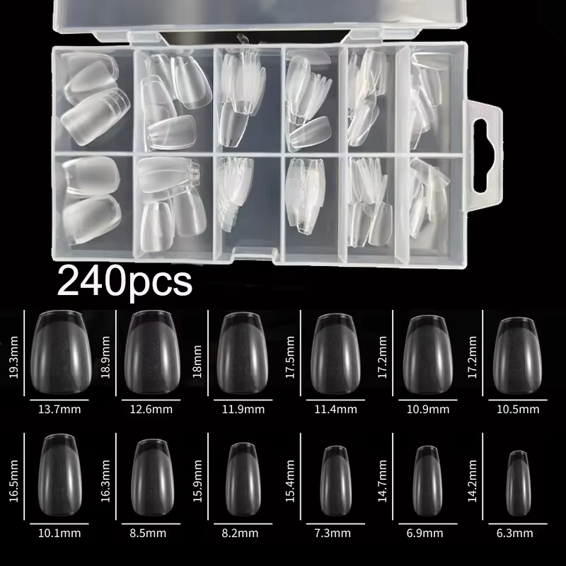 240 pièces/boîte semi-mat XXS amande ongles conseils couverture complète Gel doux faux ongles artifi