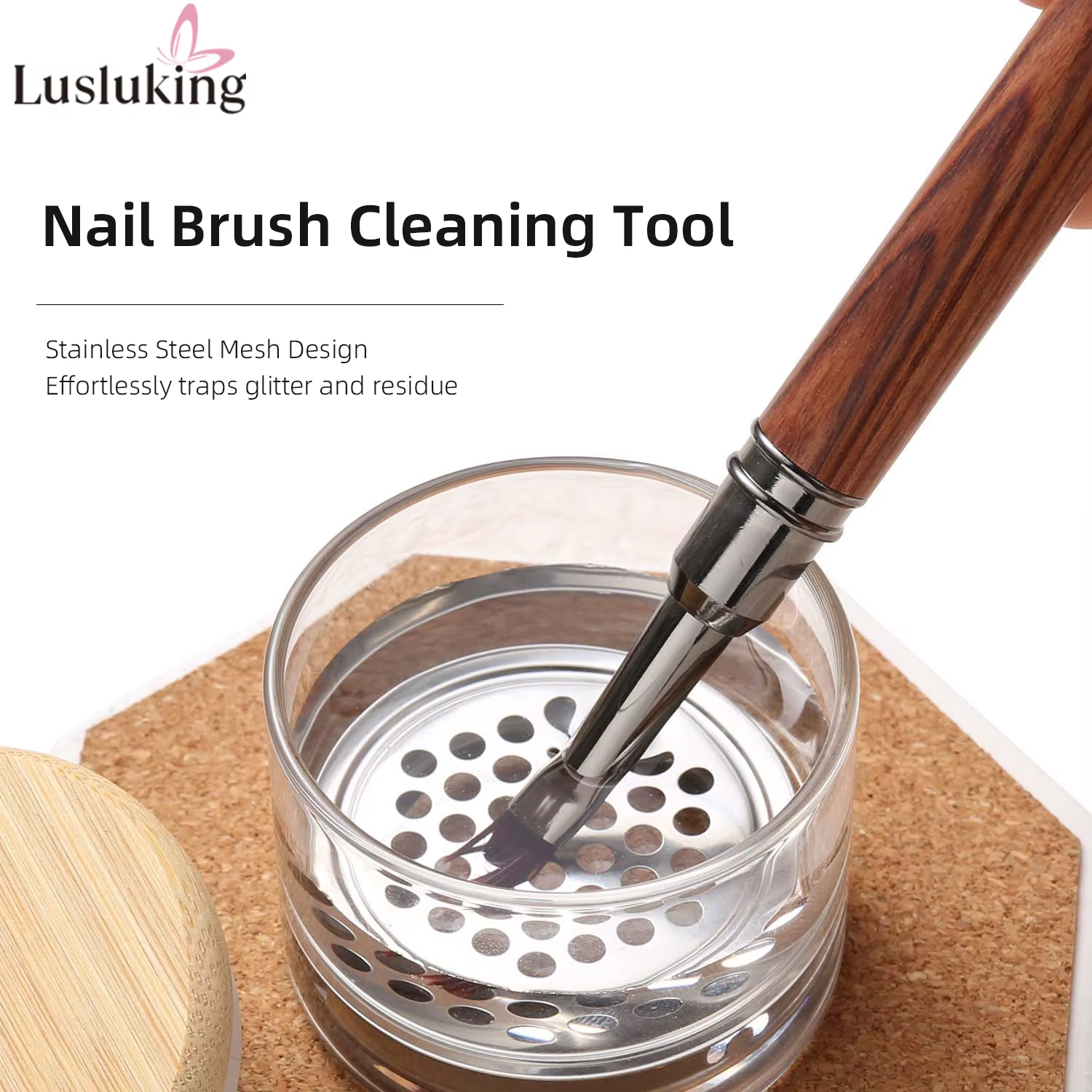 Tasse de nettoyage de brosse à ongles, stylo de lavage, tasse de brosse avec Base en maille en acier
