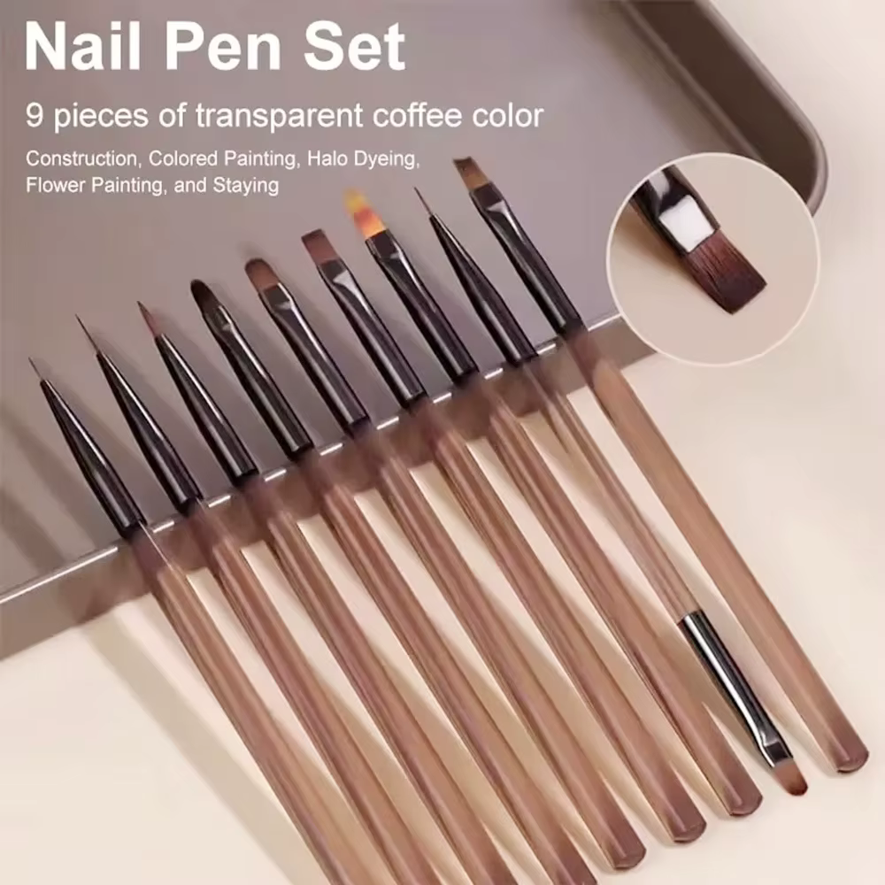 9 pièces brosse à ongles pour Nail Art Design ongles pointe affichage outil de peinture Gel UV peint