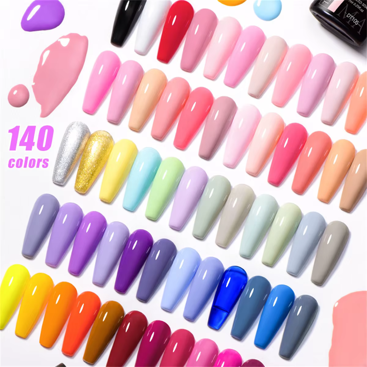 7 pièces Gel vernis à ongles ensemble HEMA gratuit rose rouge paillettes Semi Permanent tremper UV G