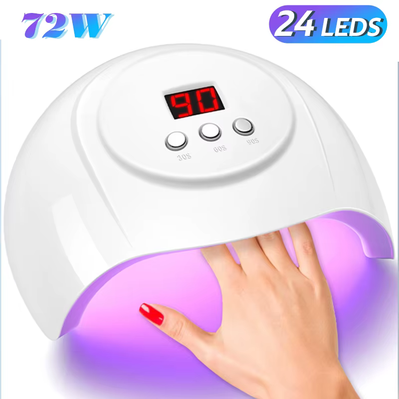 72W UV LED lampe à ongles 24 LED sèche-ongles avec capteur infrarouge lampe de manucure à séchage ra