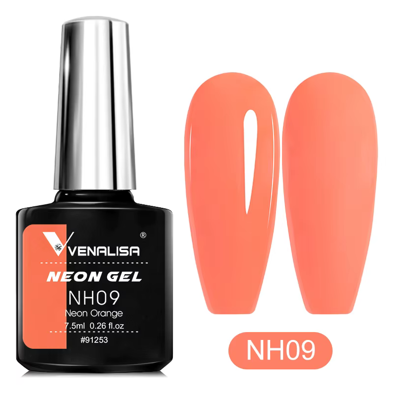 Vernis à ongles gel néon Venalisa 7,5 ml SANS TPO – Couleurs néon pour l'été – Gel semi-permanent à