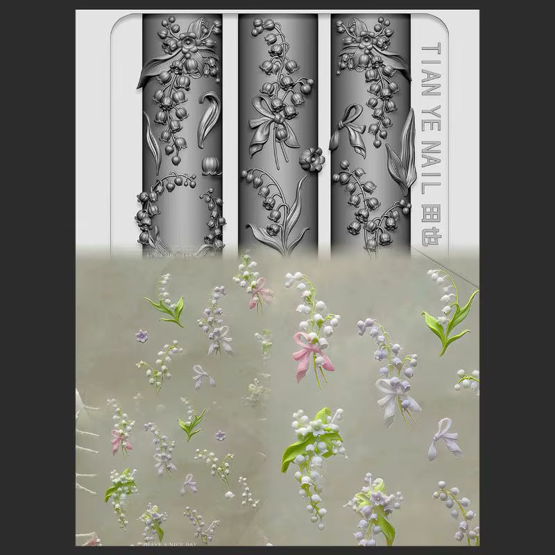 Moule à ongles incurvé série de fleurs en Silicone 3D, fleur de Lotus de la vallée, modèles d'ongles