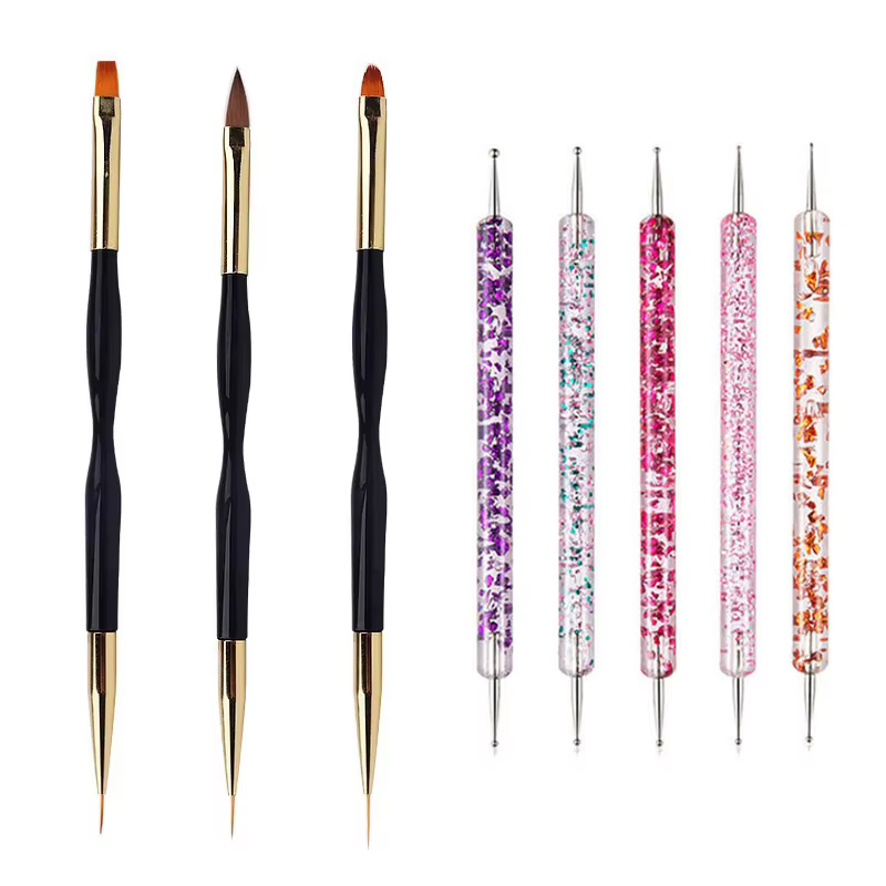 5/20 pièces Nail Art brosse conception pointe peinture dessin sculpture pointillage stylo FlatFan Li