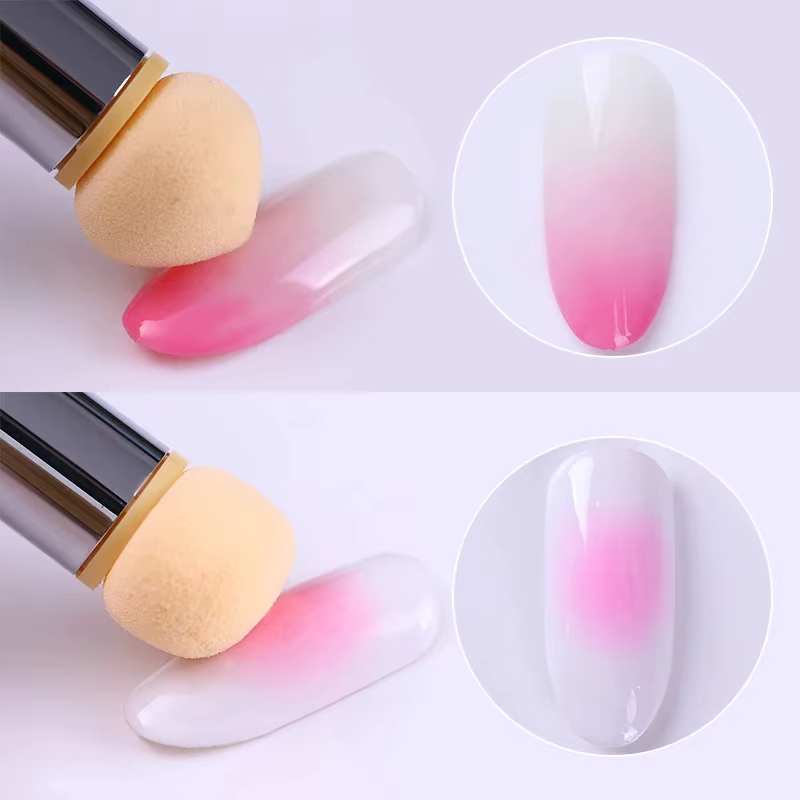 Stylo d'ombrage dégradé à Double extrémité, brosse à points, éponge, poignée en strass, outil de pei