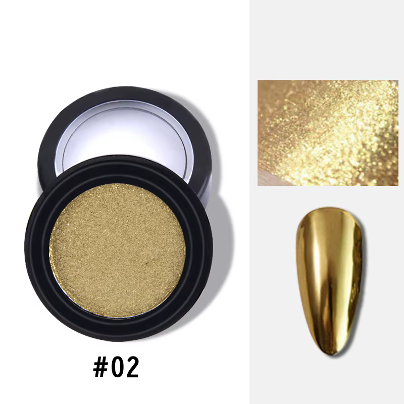 Poudre à ongles Chrome Or Vert – Pigment à effet miroir solide, finition métallique ultra-brillante,