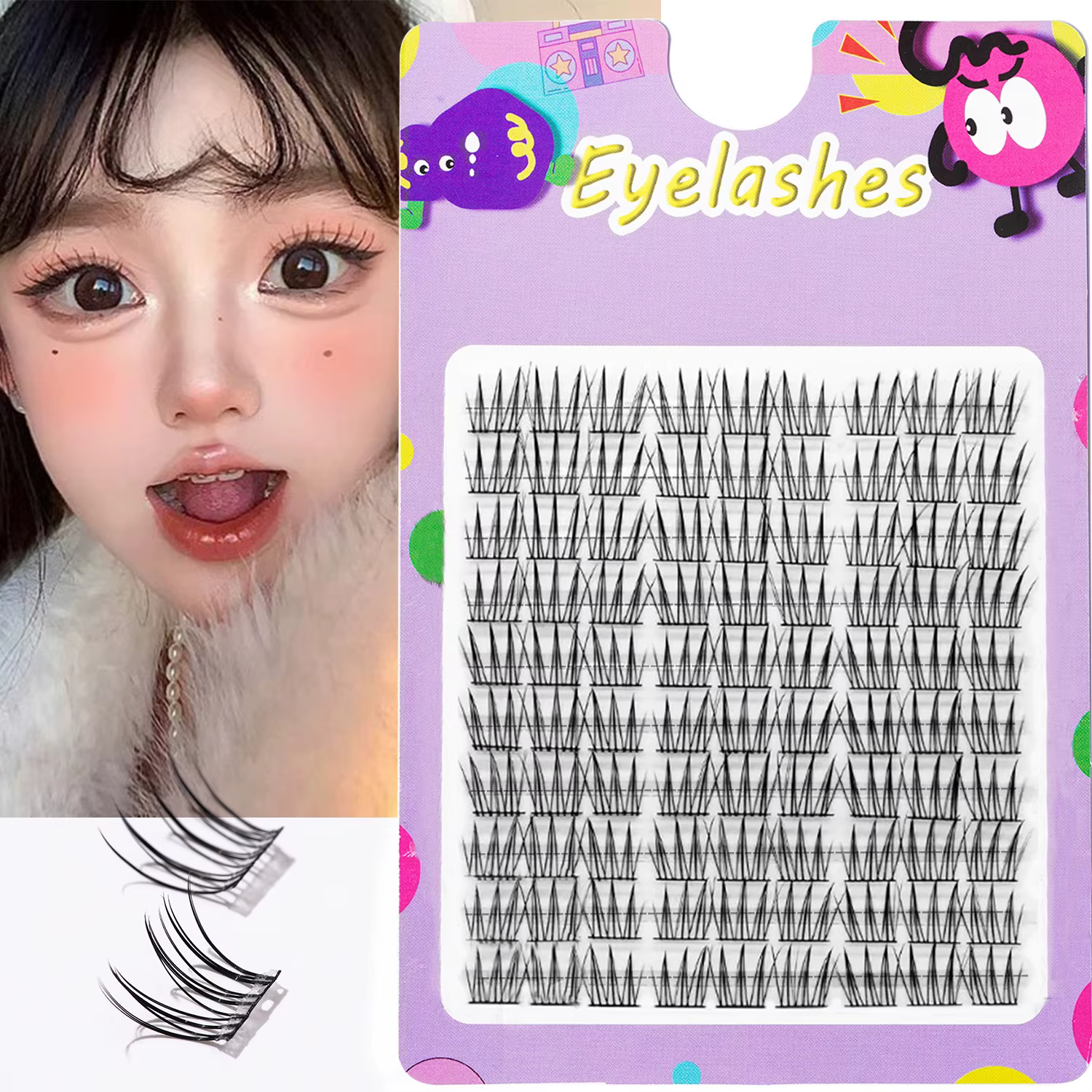 90duo Girl Group Eye Nature trilogie bande dessinée faux cils, doux et légers, grappe unique de cils