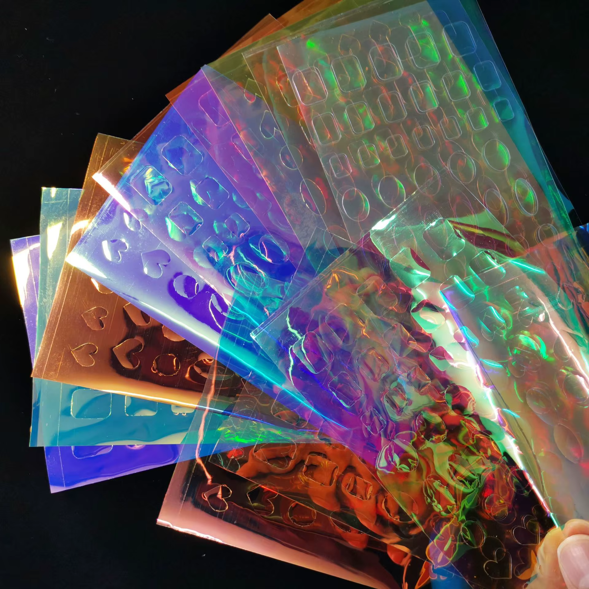 Autocollants en feuille de verre Aurora pour ongles, papier de verre cassé, décalcomanies de film ir