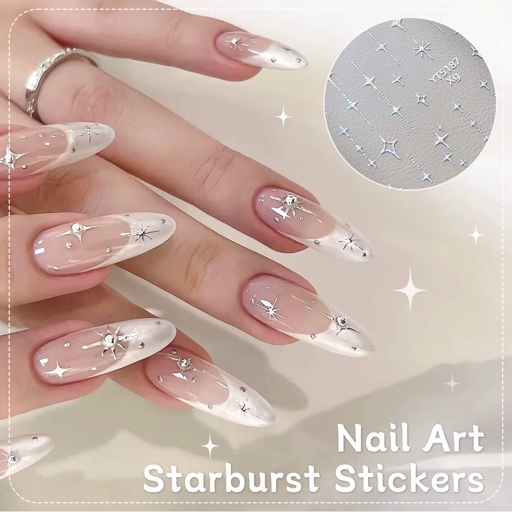 Autocollants pour ongles Mini étoile 5D, décalcomanies auto-adhésives en Relief Laser 3D or/argent,