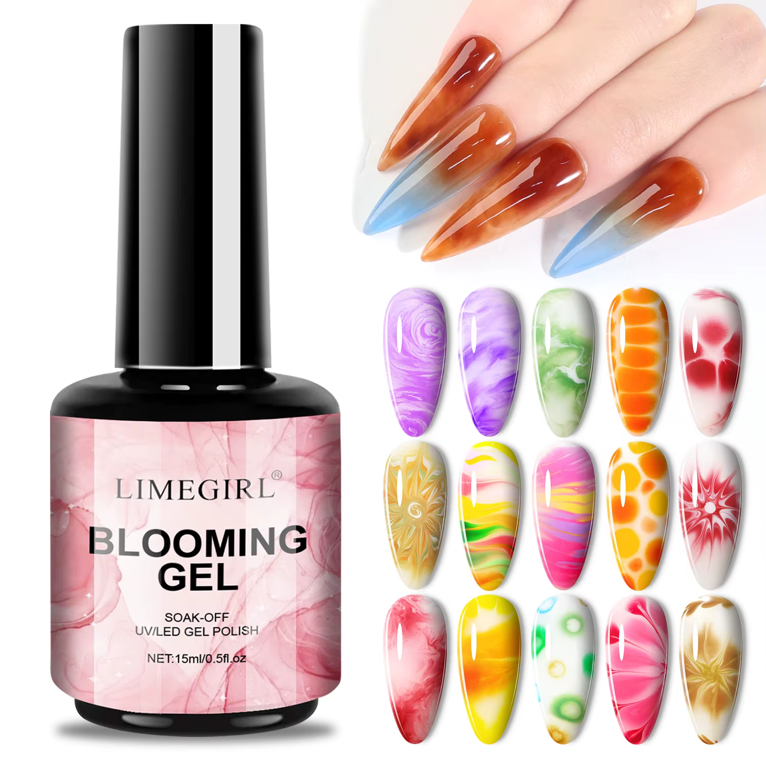 LIMEGIRL 15ML clair floraison Gel vernis UV trempage propagation marbre vernis à ongles Gel peinture