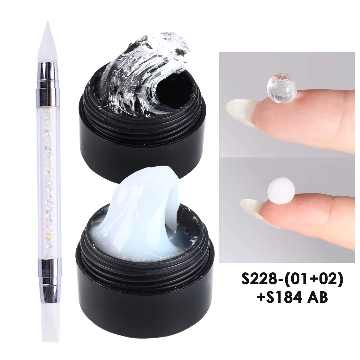 Extension d'ongles en cristal doux et solide, 2 pièces, stylo de sculpture de fleurs, acrylique clai