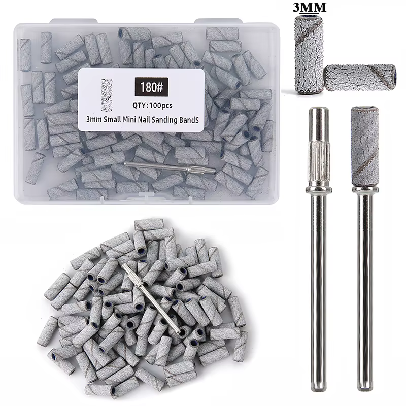 100 pièces/boîte 3mm Mini bandes de ponçage avec jeux de mandrins pour peau morte callosités polissa