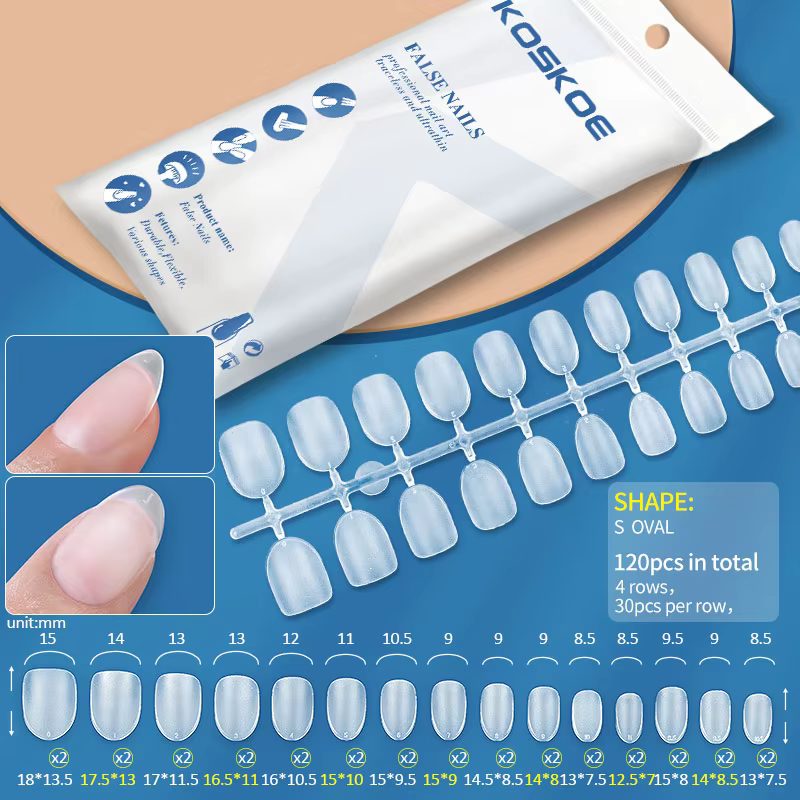 KOSKOE faux ongles mats 120 pièces presse sur ongles cercueil d'amande couverture complète faux ongl