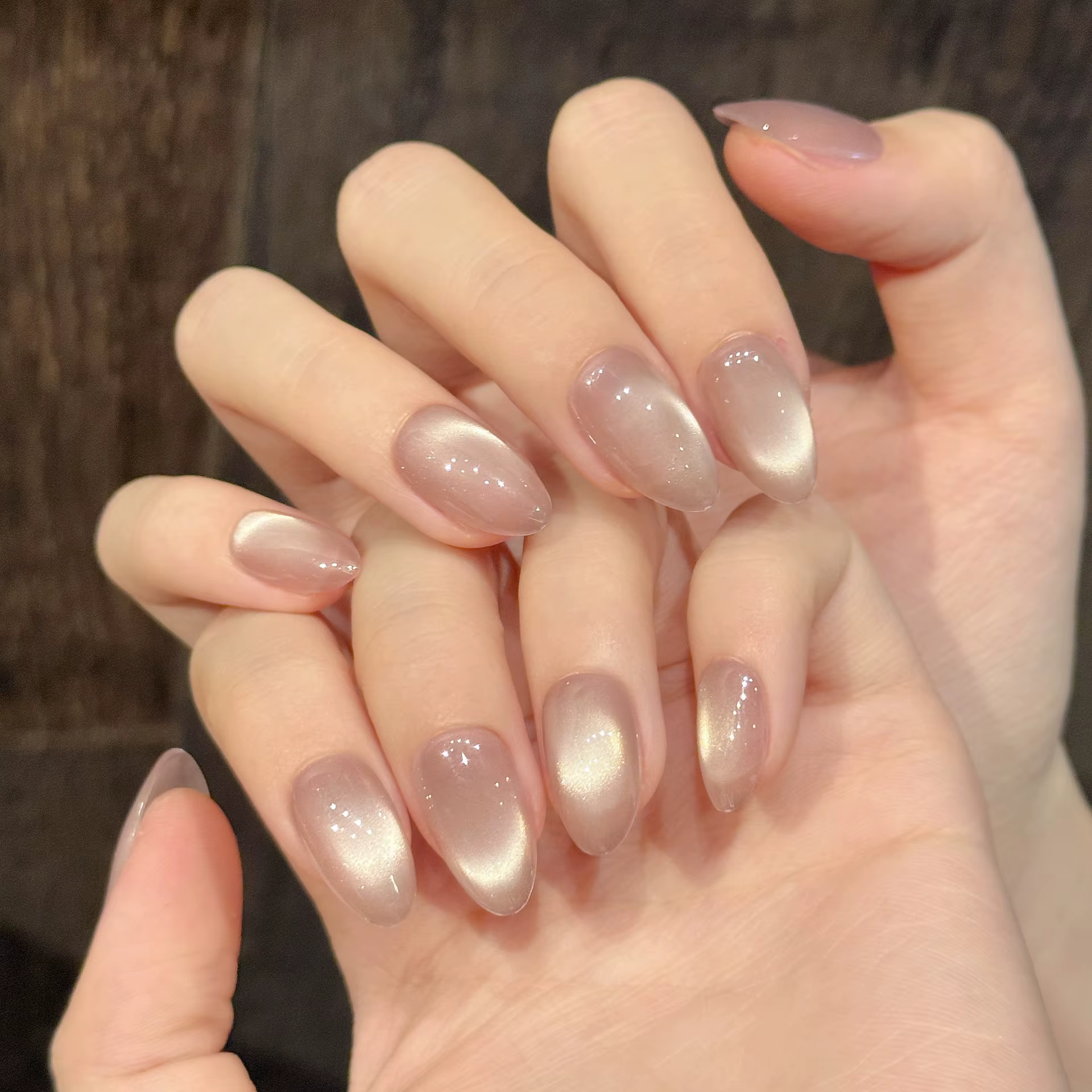 10 pièces presse à la main sur les ongles couleur unie perles de verre brillant oeil de chat faux on