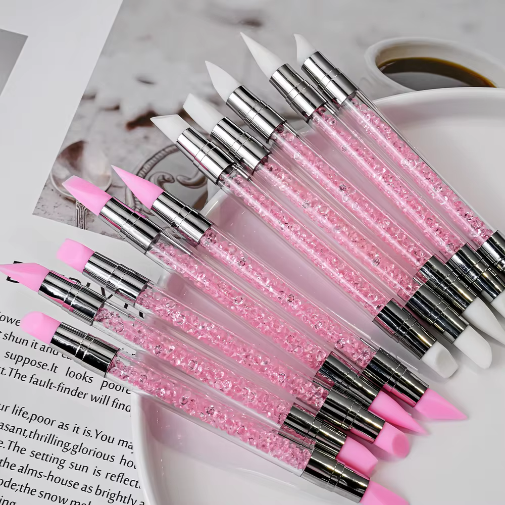 Stylo à points en Silicone pour Nail Art, Double tête, perceuse, strass, sélecteur de pierres précie