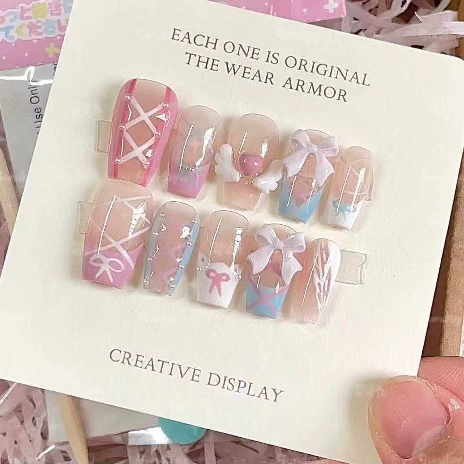 Chérie ange fille à la main portable ongles mignon rose bleu Nail Art patchs romantique princesse ar