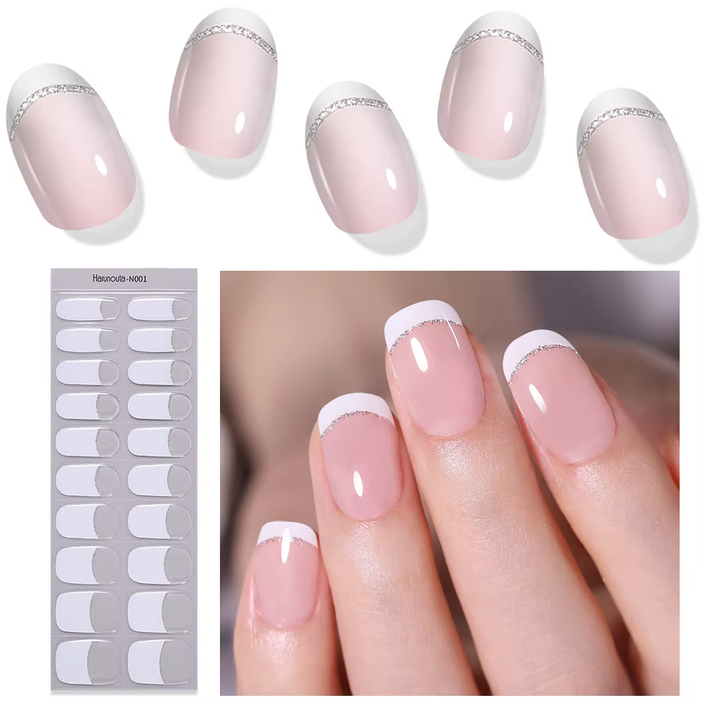 Enveloppes pour ongles semi-durcies, 16/20 pointes, adhésif de couleur unie, imperméable, Gel longue